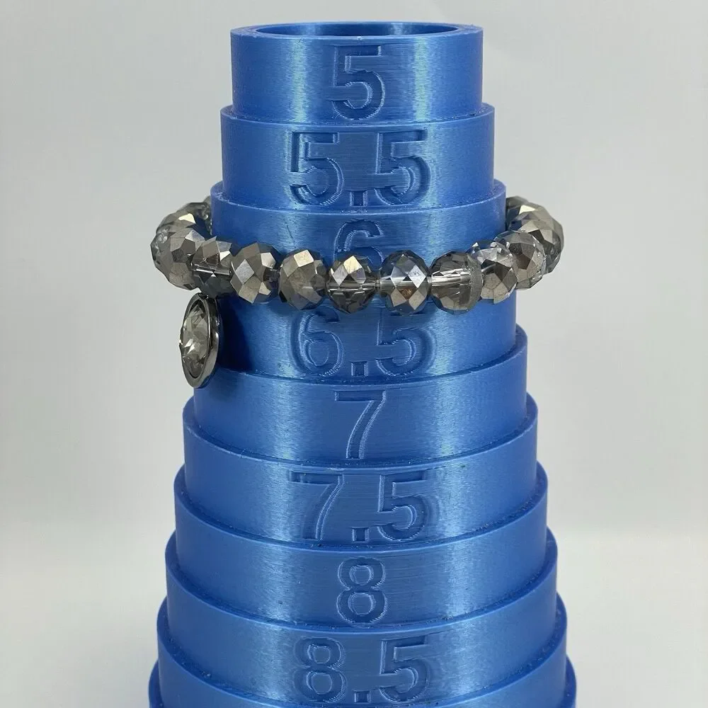 Smoke Silver Glass Rondelle Faceted Beaded Stretch Bracelet Charm Boho 6”